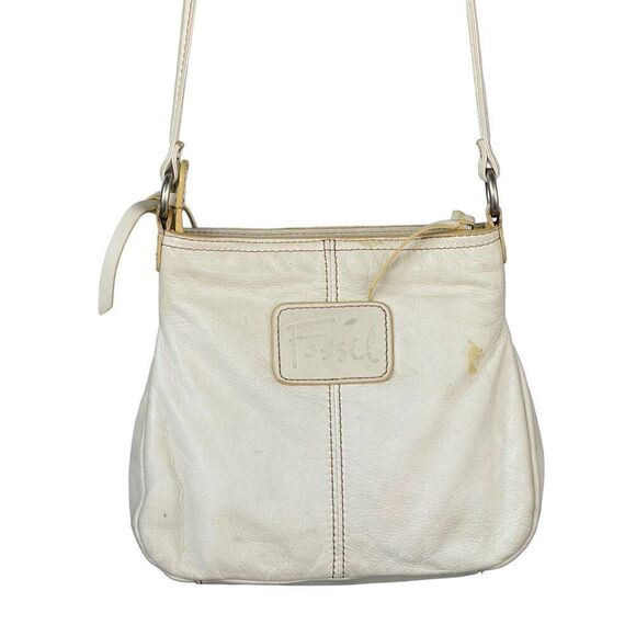 Vintage Fossil Bone White Leather‎ Crossbody - Picture 1 of 10
